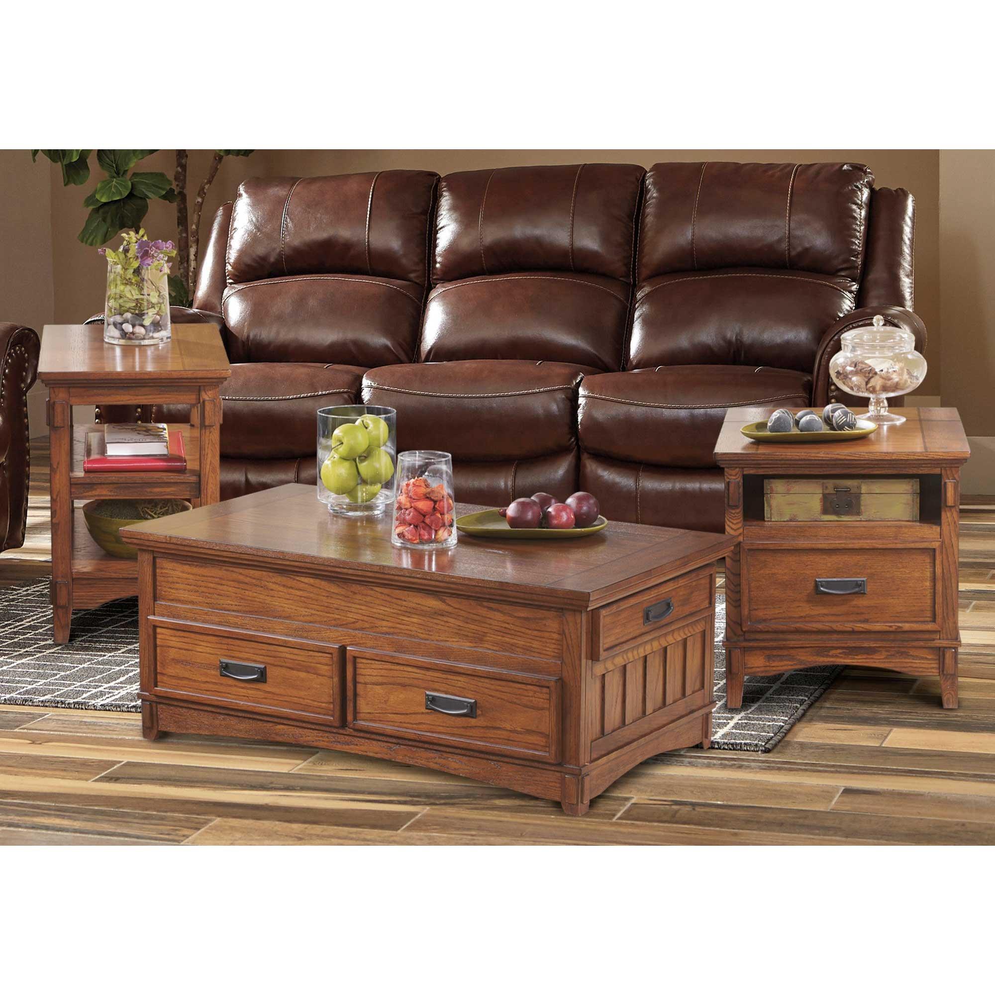 Rent to Own Ashley 3Piece Cross Island Coffee Table w/ Chair & End